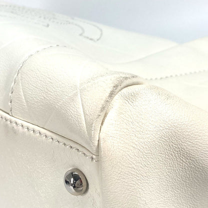Chanel White Leather Boston