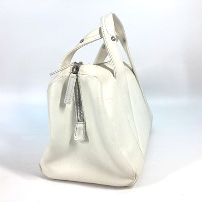 Chanel White Leather Boston
