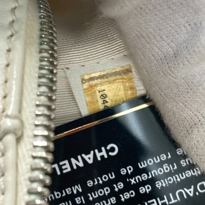 Chanel White Leather Boston