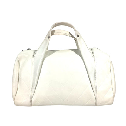 Chanel White Leather Boston