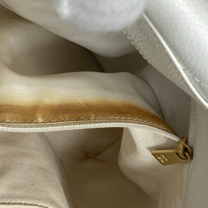 Chanel White Leather Logo Cc