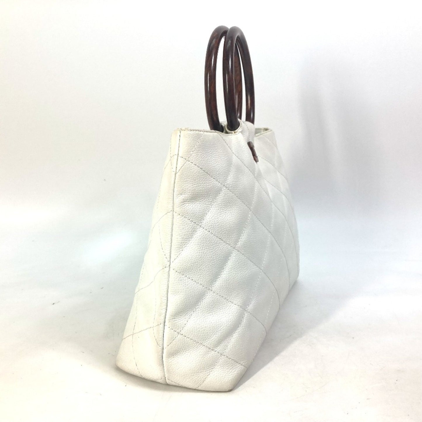 Chanel White Leather Logo Cc