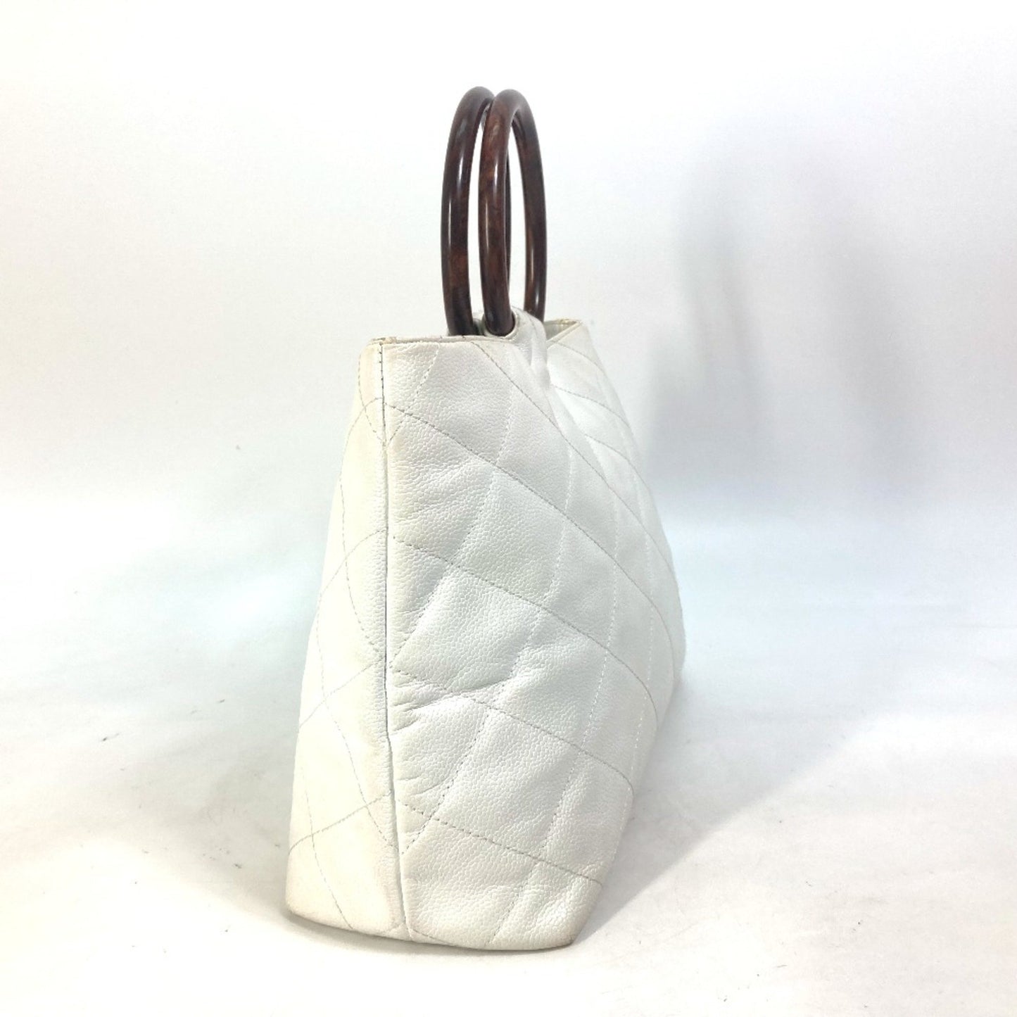 Chanel White Leather Logo Cc