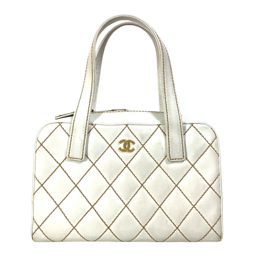 Chanel White Leather Wild Stitch