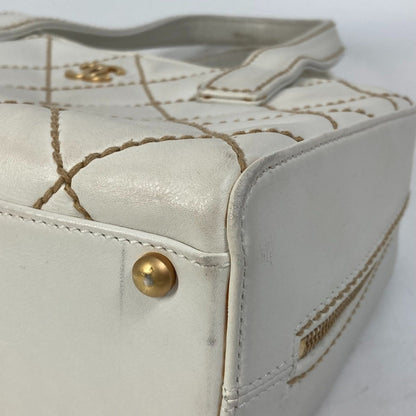 Chanel White Leather Wild Stitch