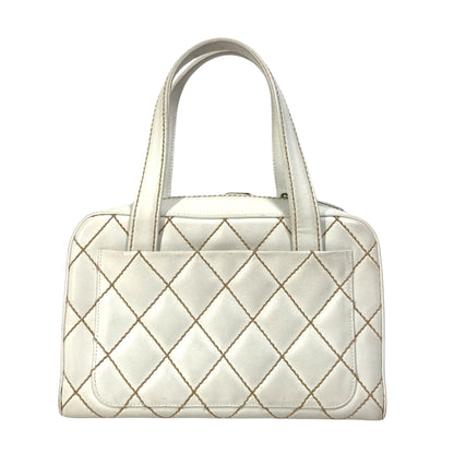 Chanel White Leather Wild Stitch