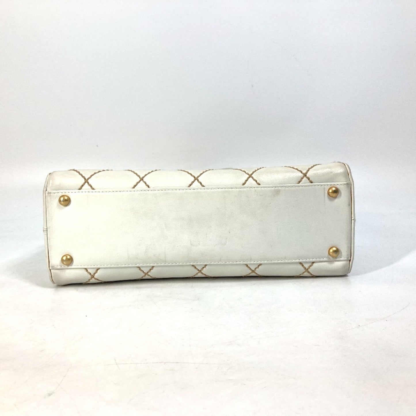 Chanel White Leather Wild Stitch