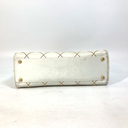 Chanel White Leather Wild Stitch