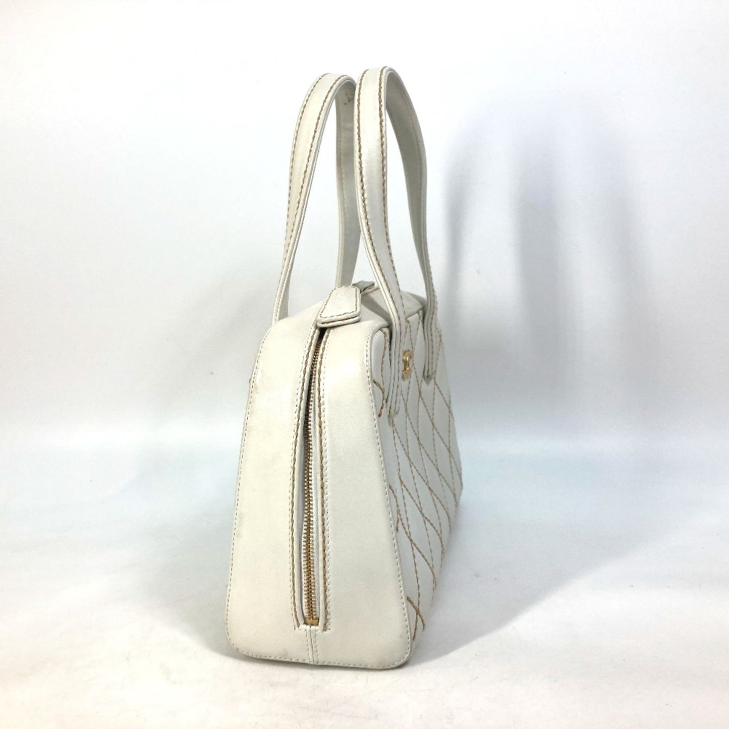Chanel White Leather Wild Stitch
