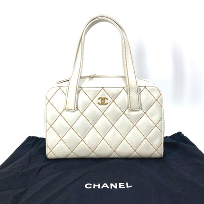 Chanel White Leather Wild Stitch