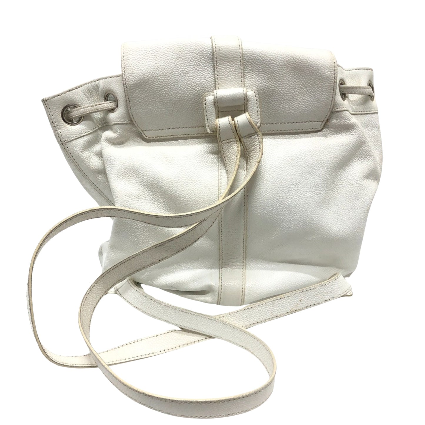 Chanel White Leather Logo Boston