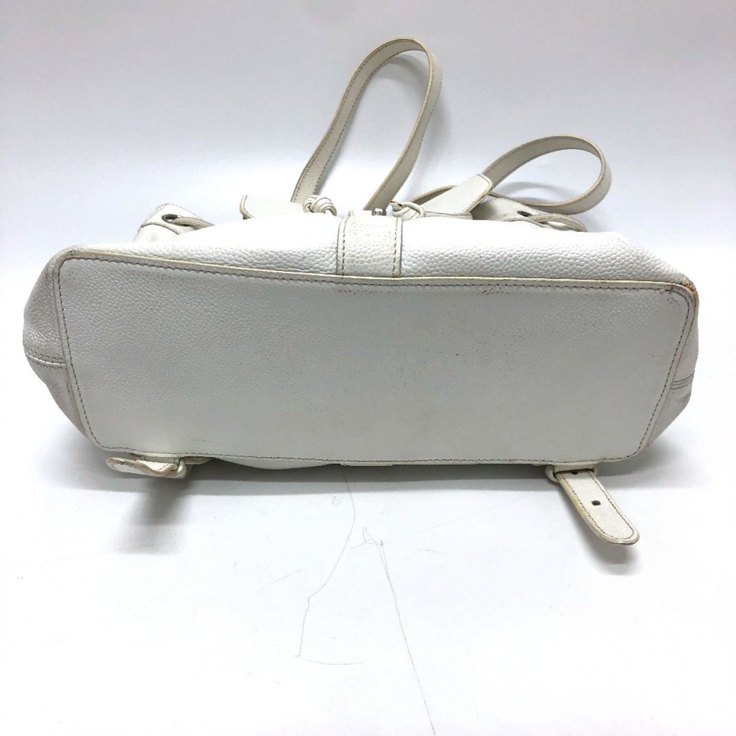 Chanel White Leather Logo Boston
