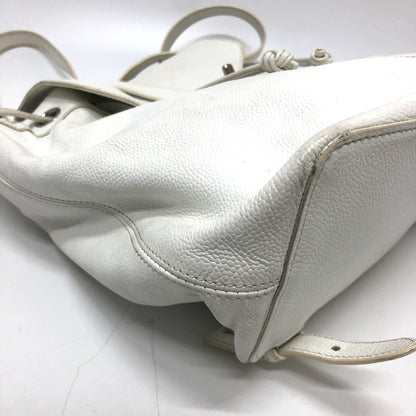 Chanel White Leather Logo Boston