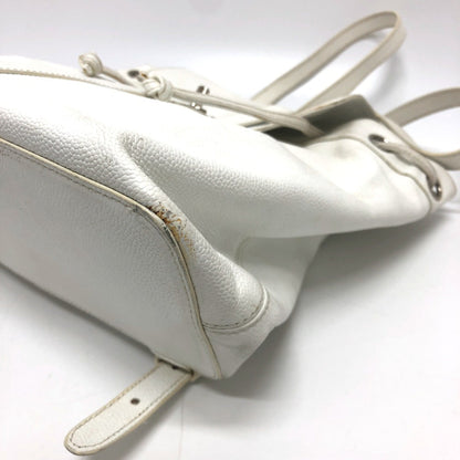 Chanel White Leather Logo Boston