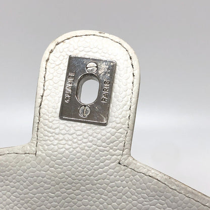 Chanel White Leather Logo Boston