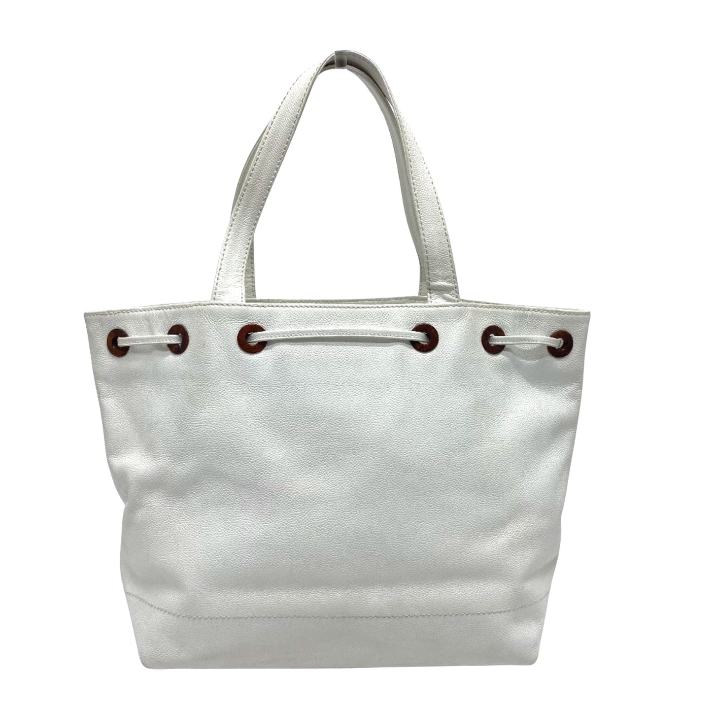 Chanel White Leather Logo Cc