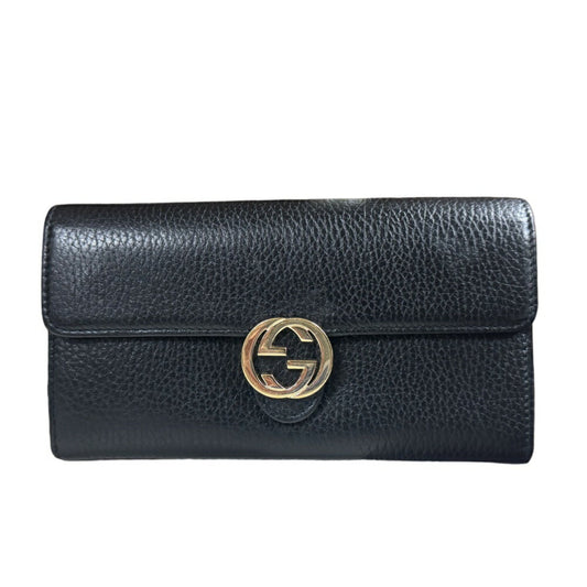 Gucci Black Leather Interlocking G