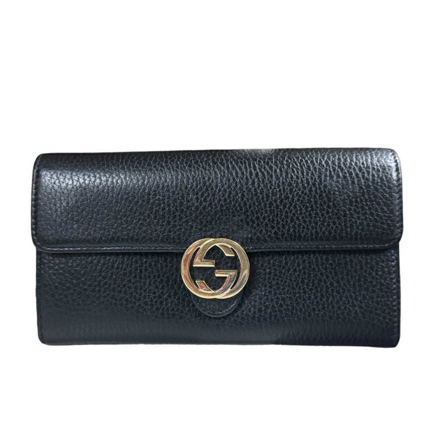 Gucci Black Leather Interlocking G