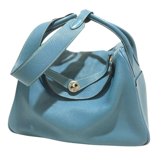 Hermès Blue Leather Lindy