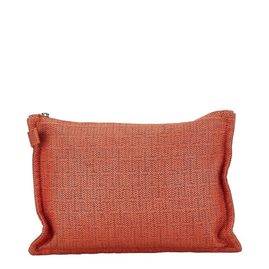 Hermès Orange Canvas Clutch