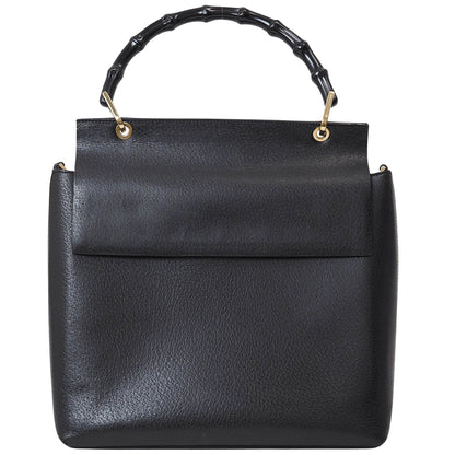 Gucci Black Leather Bamboo
