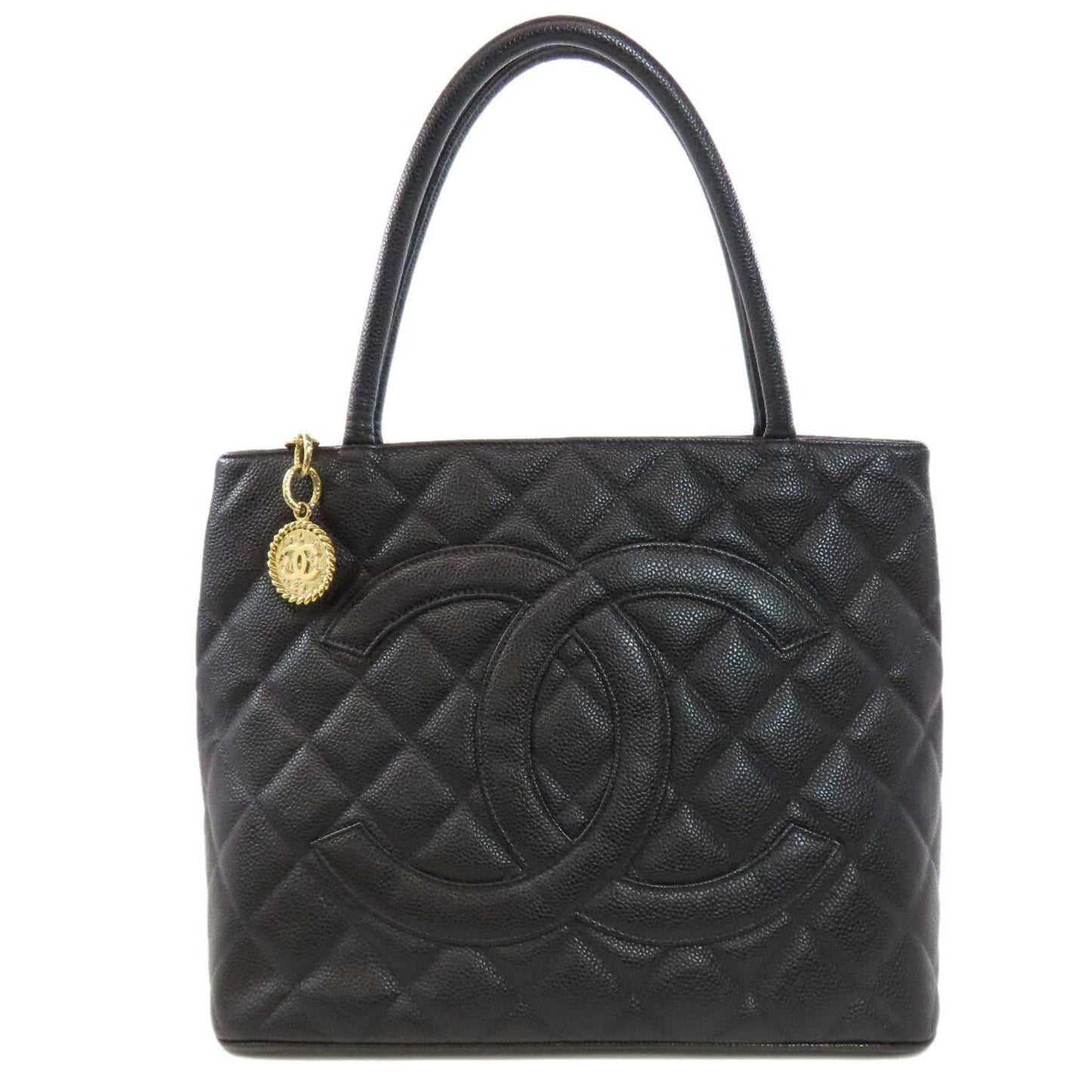 Chanel Black Leather Medaillon