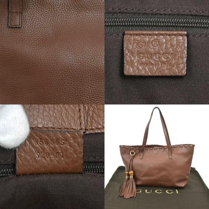 Gucci Brown Leather Bamboo