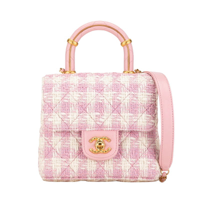 Chanel Pink Tweed Flap Bag