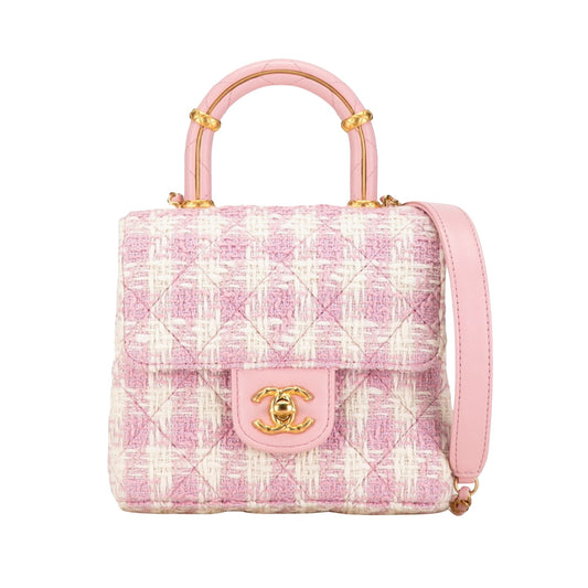 Chanel Pink Tweed Flap Bag