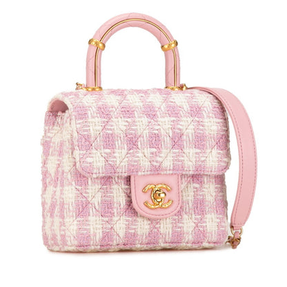 Chanel Pink Tweed Flap Bag