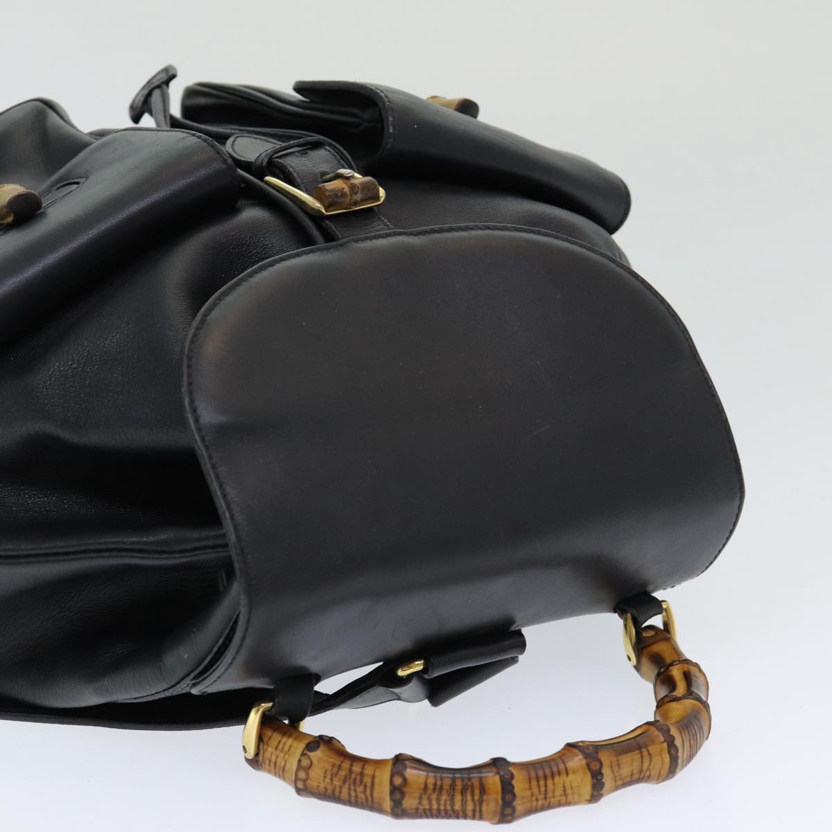Gucci Black Leather Bamboo