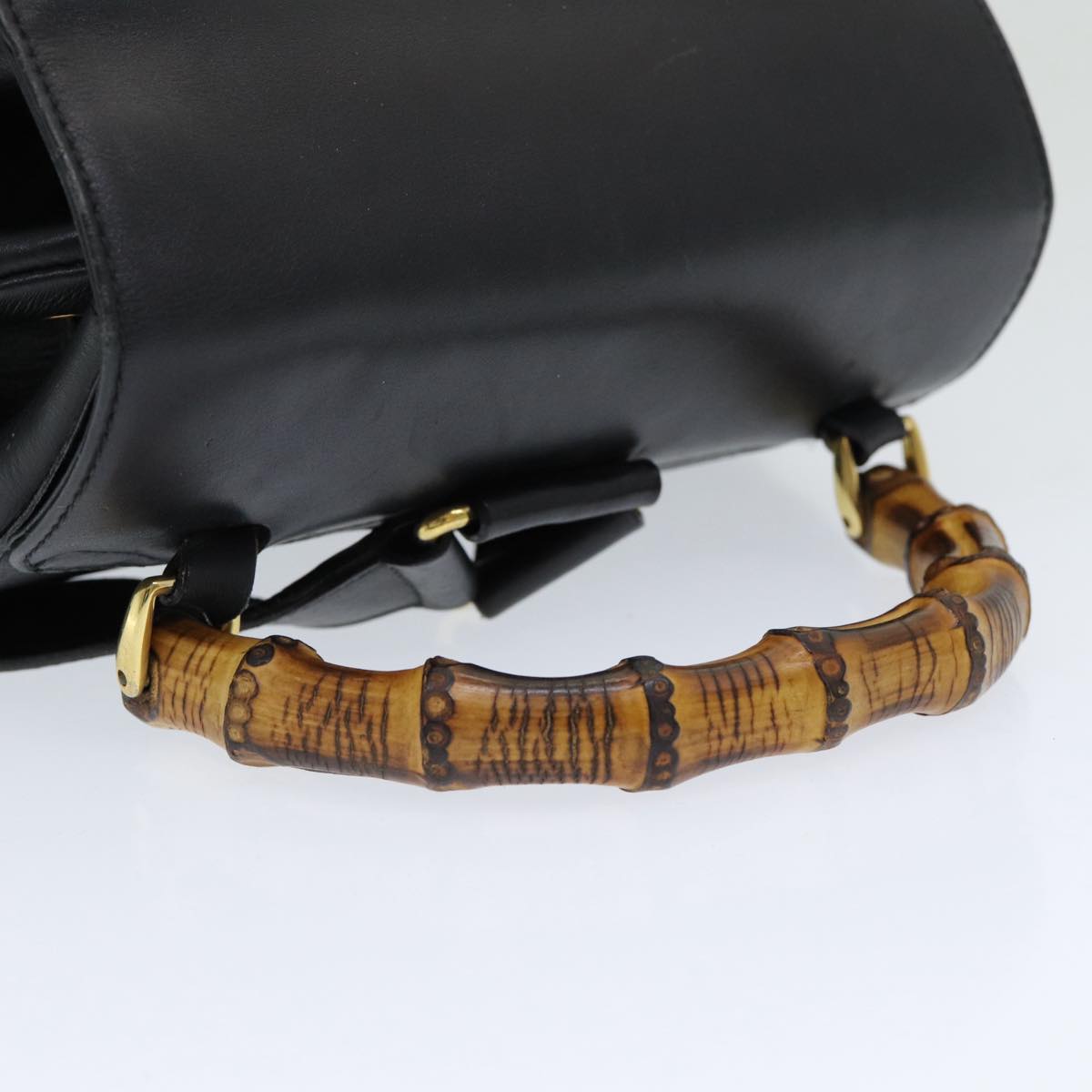 Gucci Black Leather Bamboo