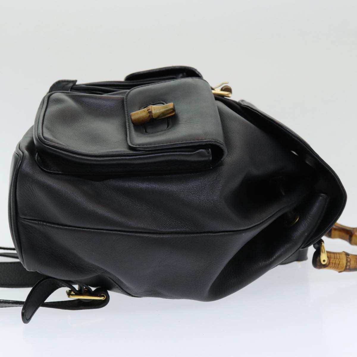 Gucci Black Leather Bamboo