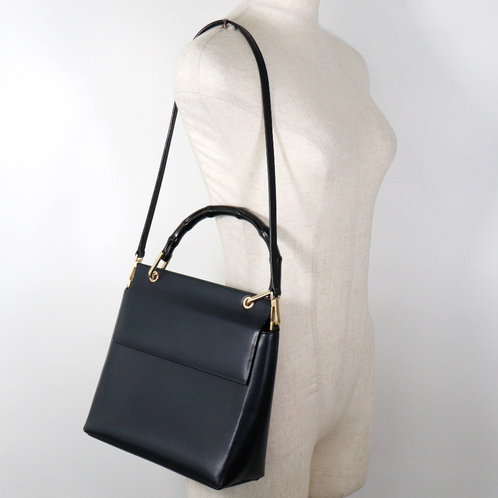 Gucci Black Leather Bamboo