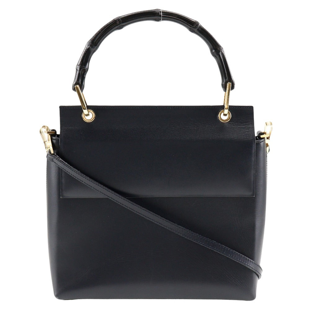Gucci Black Leather Bamboo