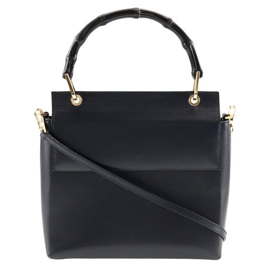 Gucci Black Leather Bamboo