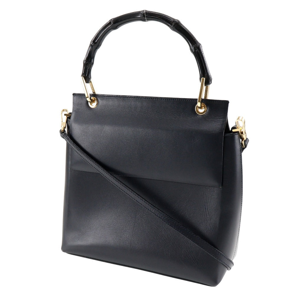 Gucci Black Leather Bamboo
