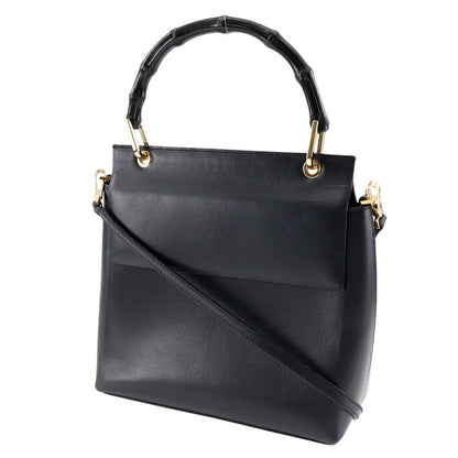 Gucci Black Leather Bamboo