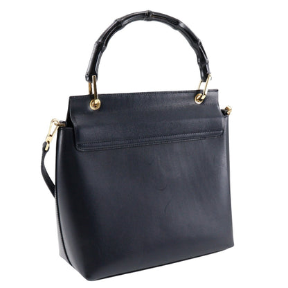 Gucci Black Leather Bamboo