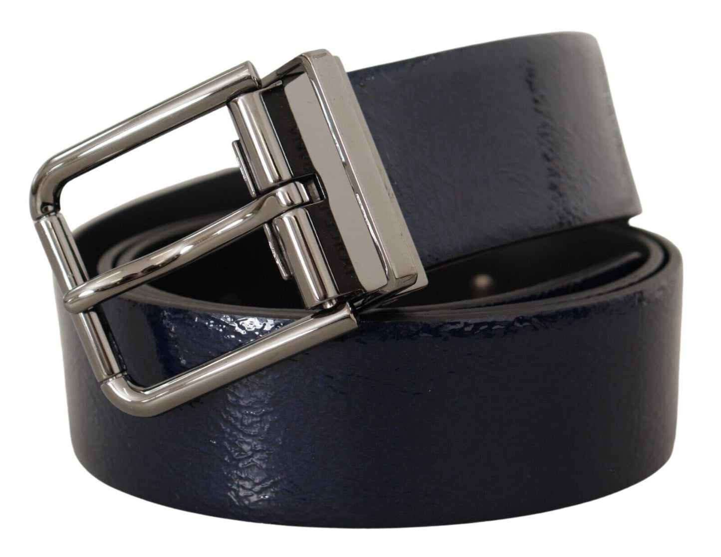 Dolce & Gabbana Elegant Blue Leather Belt With Silver Buckle