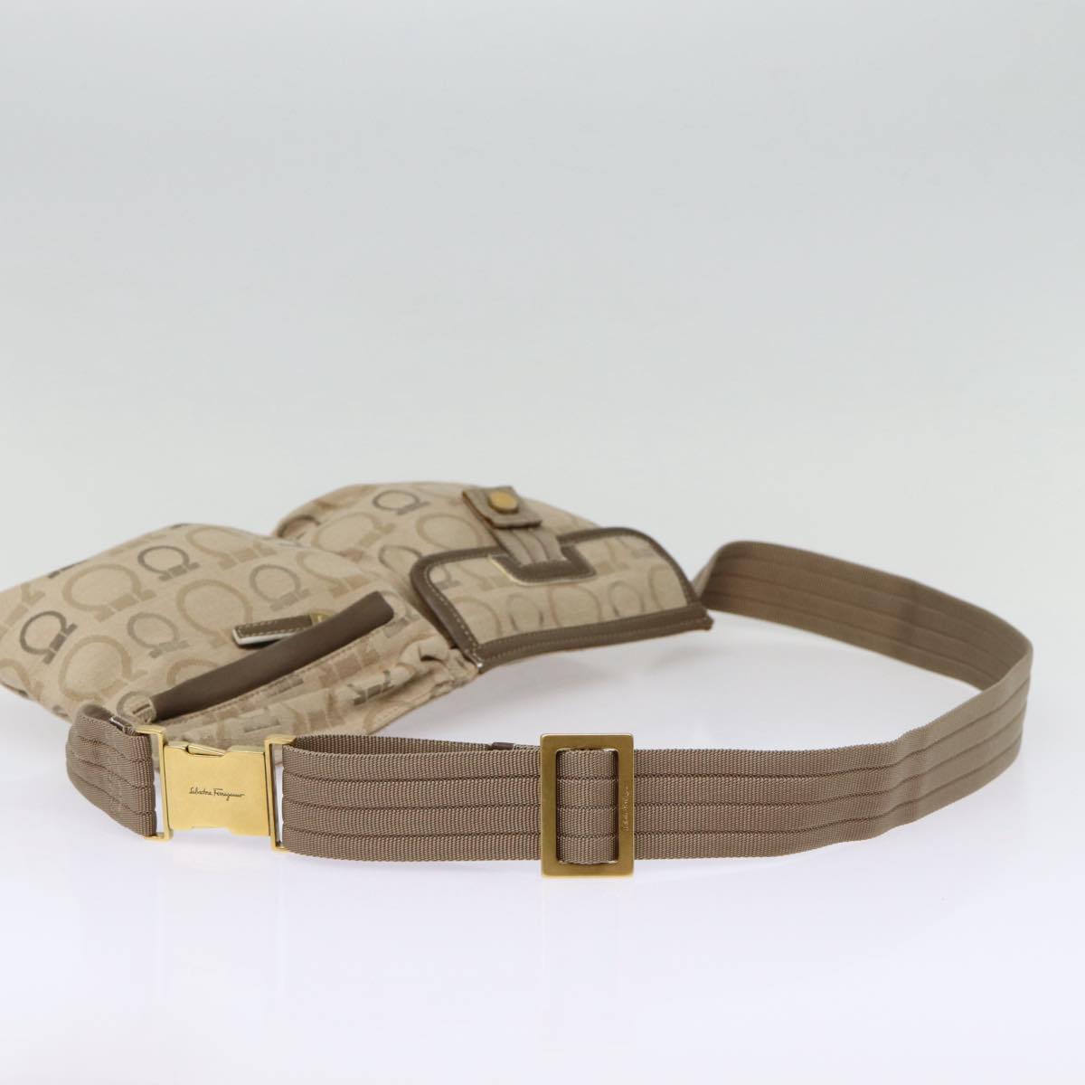 Salvatore Ferragamo Brown Canvas Gancini