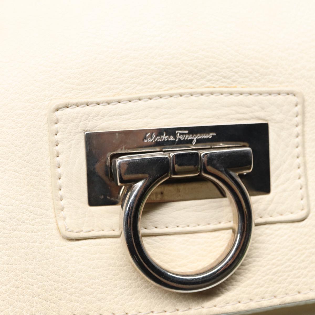 Salvatore Ferragamo White Leather Gancini