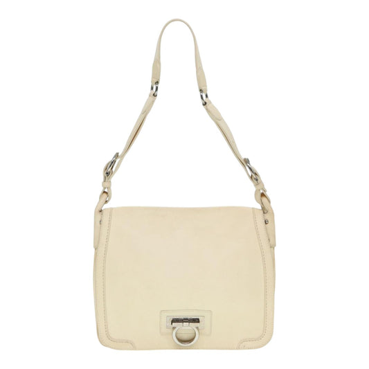 Salvatore Ferragamo White Leather Gancini