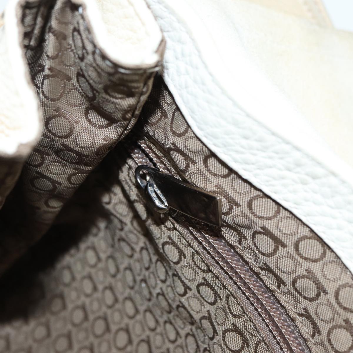Salvatore Ferragamo White Leather Gancini