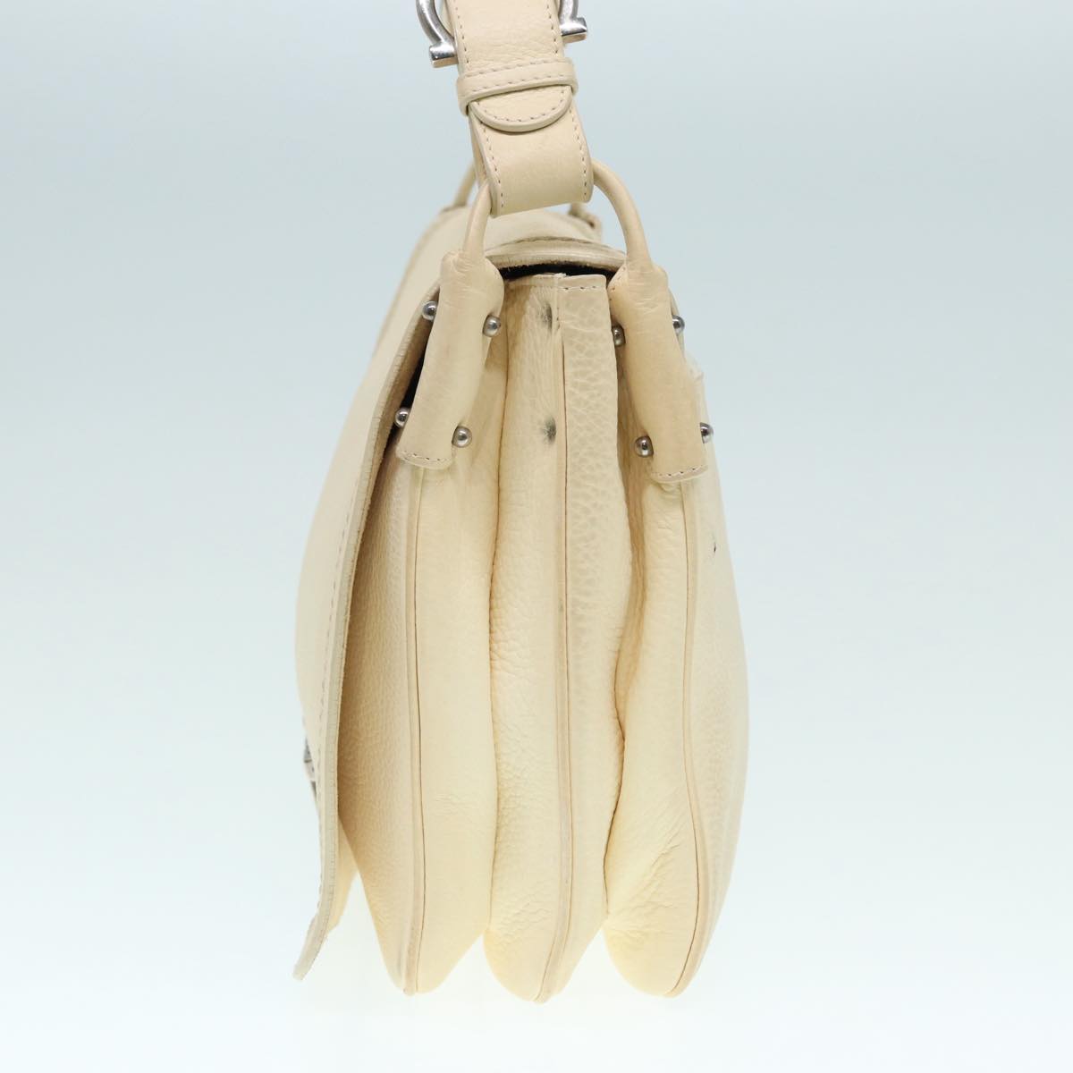 Salvatore Ferragamo White Leather Gancini