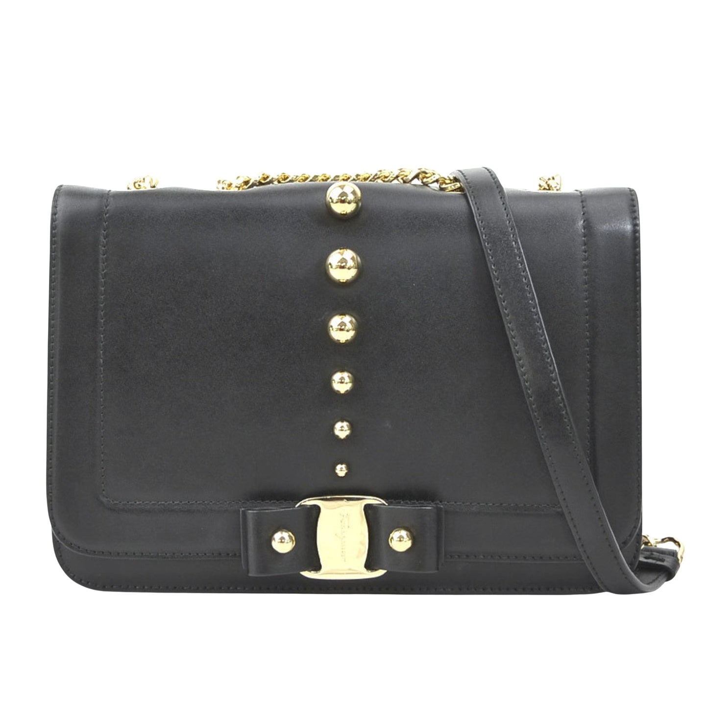 Salvatore Ferragamo Black Leather Vara