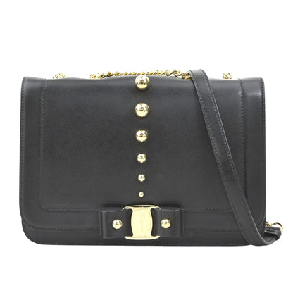 Salvatore Ferragamo Black Leather Vara
