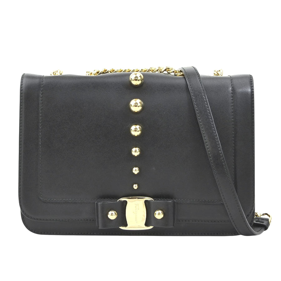 Salvatore Ferragamo Black Leather Vara
