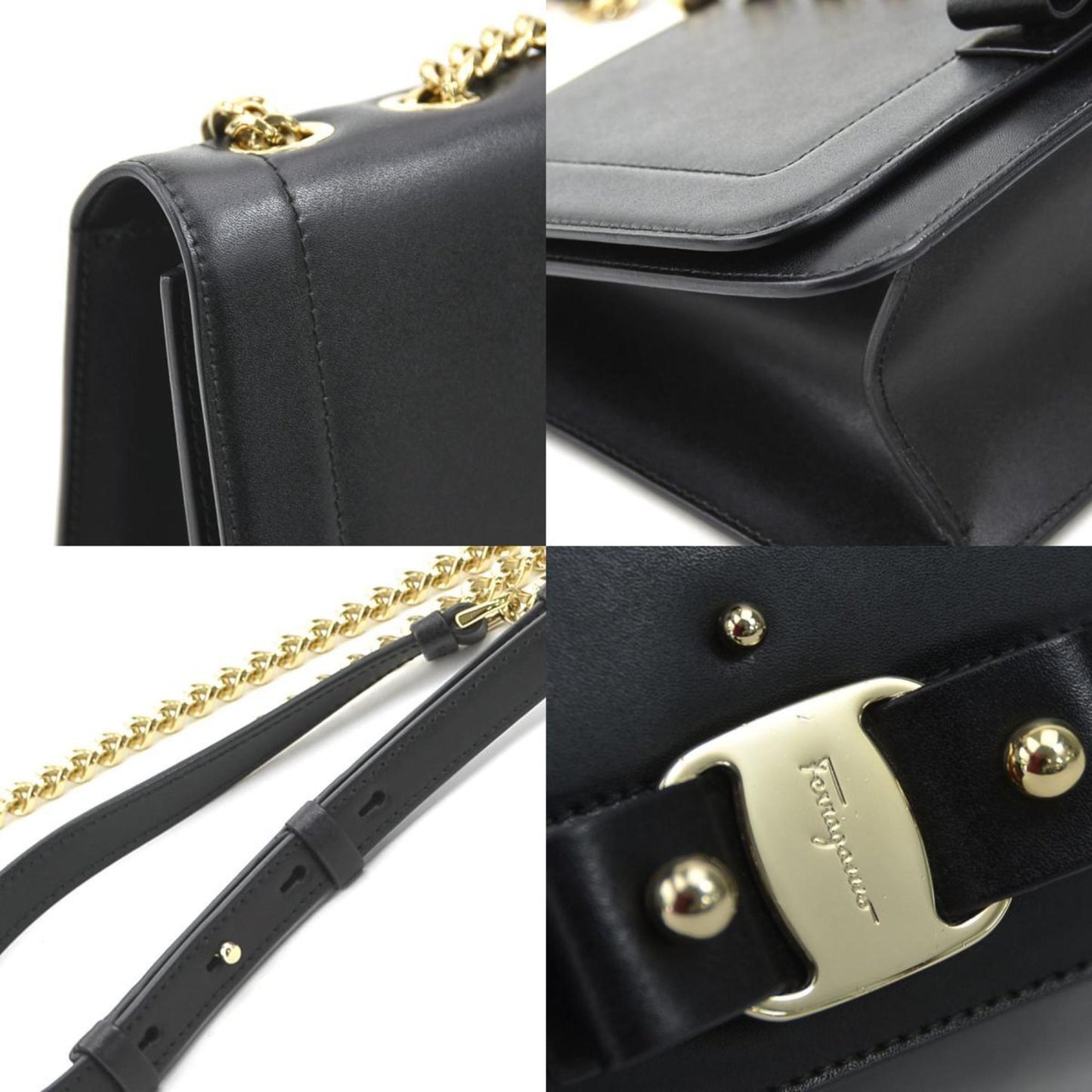 Salvatore Ferragamo Black Leather Vara