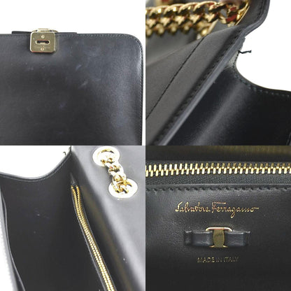 Salvatore Ferragamo Black Leather Vara